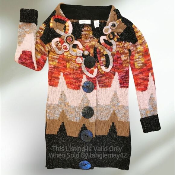 Anthropologie Sweaters - Anthropologie Sleeping On Snow Wool Blend Long Funky Cardigan Sweater Womens XS